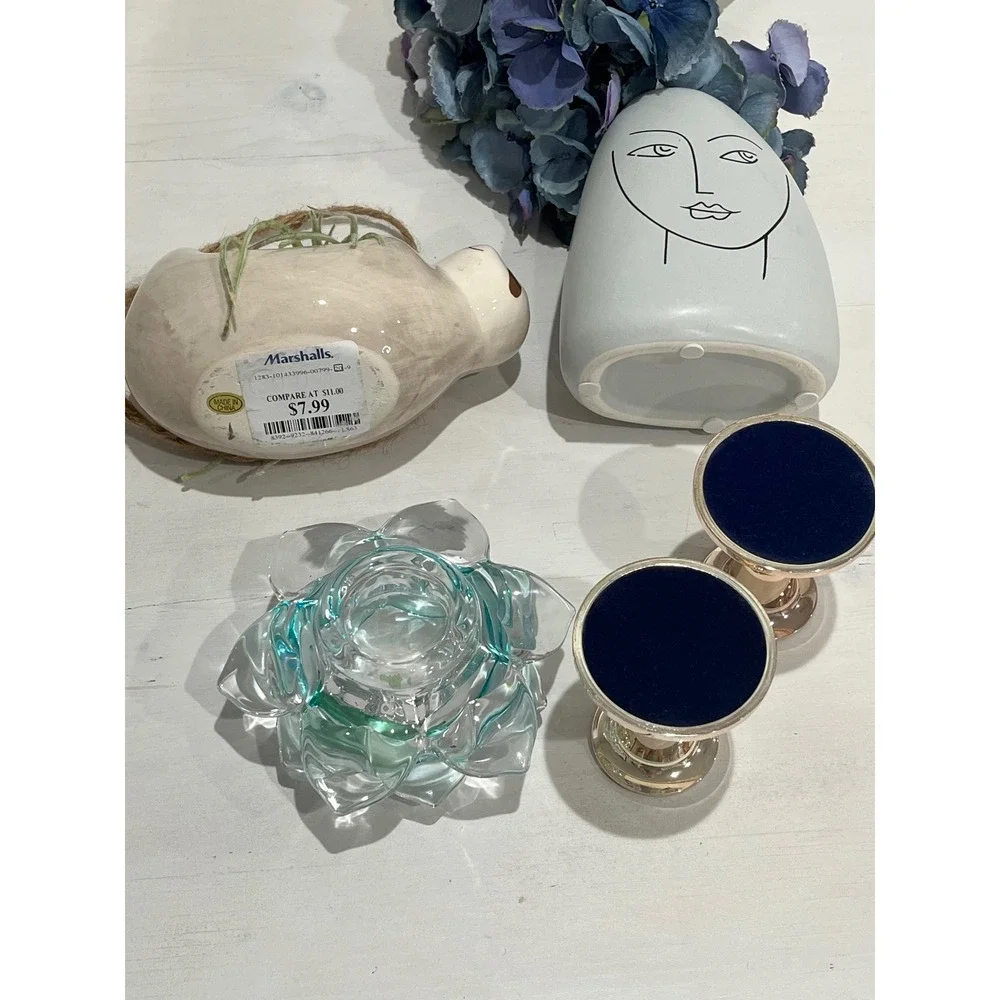 Lot‎ of Sloth Planter Face Vase Candle Holders Set Home Decor Accent Pieces